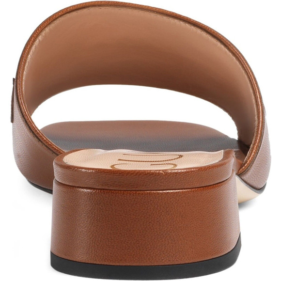 Gucci Zumi Papaya Brown Slide GG Interlocking Metal Logo Mule Flat Sandal 36 - Picture 10 of 11